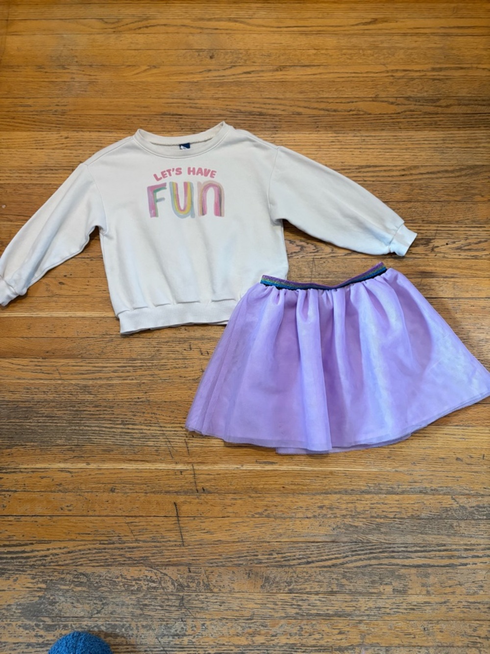 Old Navy 'Let's Have Fun' Sweatshirt & Lavender Tulle Skirt Set